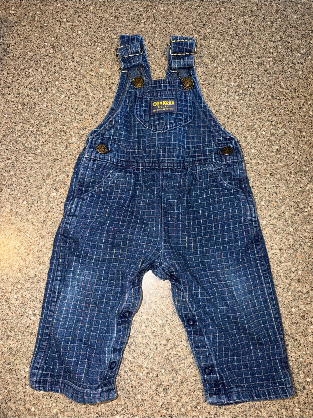 OshKosh B'gosh Vintage Plaid Checked Kids Overalls
